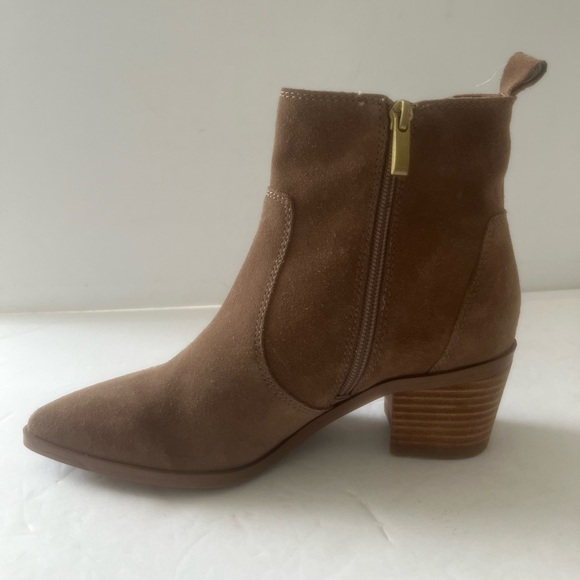 FRANCO SARTO $149 Sager Boots Tan Suede Chelsea Bootie Stacked Heel Size 5 NWT - Picture 4 of 8